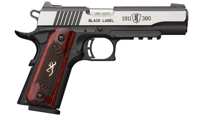 Browning 051969492 1911-380 Black Label Medallion Pro 380 ACP 4.25" 8+1 Matte Black Stainless Steel with Black Accents Rosewood with Integrated Gold Buck Mark Inlay Grip Fixed 3-Dot Picatinny Rail