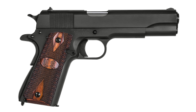 Auto-Ordnance 1911BKO9W 1911 A1 GI Spec 9mm Luger 9+1 5" Stainless Steel Barrel, Matte Black Serrated Carbon Steel Slide & Frame w/Beavertail, Checkered Wood w/Integrated US Logo Grip