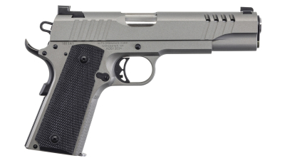 Auto-Ordnance 1911TCAC6N 1911 A1  45 ACP 7+1 5" Savage Silver Cerakoate, Serrated/Ported Slide,  Black Rubber Grips, TruGlo Night Sights