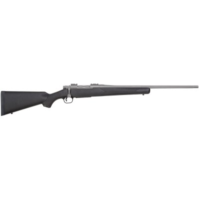Mossberg 28005 Patriot Synthetic 243 Win 5+1 22" Fluted Barrel w/Recessed Match Crown, Cerakote  Stainless Steel, Spiral-Fluted Bolt, Synthetic Stock, Drop Box Magazine, Adjustable LBA Trigger