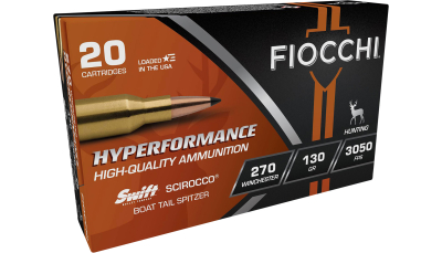 Fiocchi 270SCA Hyperformance  270Win 130gr Swift Scirocco II Bonded 20 Per Box/10 Case