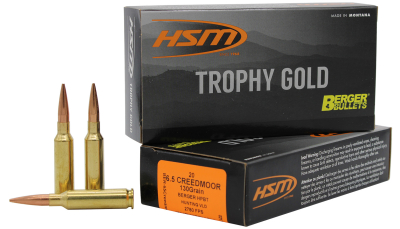 HSM 65CRD130VLD Trophy Gold Extended Range 6.5 Creedmoor 130 gr Berger Hunting VLD Match 20 Per Box/ 25 Case