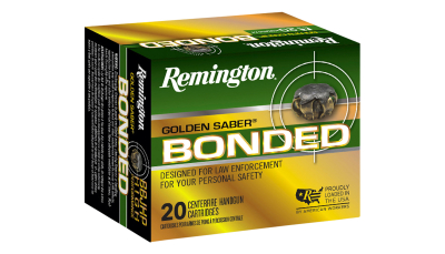 Remington Ammunition 29325 Golden Saber Bonded 45ACP 185gr Bonded Brass Jacketed Hollow Point 20 Per Box/25 Case
