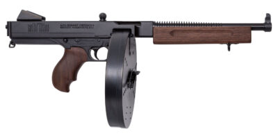 Thompson TA5100D 1927A-1 Lightweight Deluxe 45 ACP Caliber with 10.50" Barrel, 100rd Capacity (Drum), Black Hard Coat Anodized Metal Finish, American Walnut Grip Right Hand