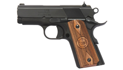 Iver Johnson Arms THRASHER9 Thrasher Officer 9mm Luger 8+1 3.12" Black Steel Barrel, Matte Black Serrated Steel Slide & Frame w/Beavertail, Walnut Grip