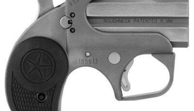 Bond Arms BARN Roughneck  9mm Luger 2rd 2.50" Stainless Steel Double Barrel w/Bead Blasted Frame, Blade Front/Fixed Rear Sights, Rebounding Hammer, Rubber Grip, Manual Safety