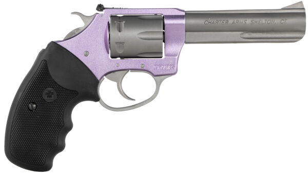 Charter Arms 52242 Pathfinder Lite  22 LR 8 Shot, 4.20" Matte Stainless Steel Barrel & Cylinder, Lavender Aluminum Frame w/Black Finger Grooved Rubber Grip, Exposed Hammer