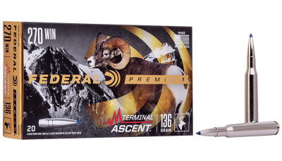 Federal P270TA1 Premium Terminal Ascent 270Win 136gr 20 Per Box/10 Case
