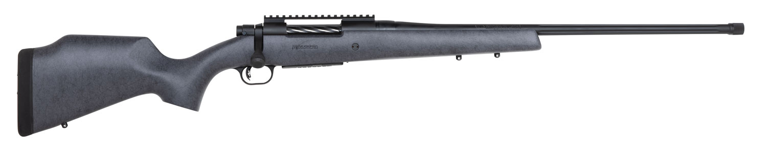 Mossberg 28102 Patriot Long Range Hunter 300 Win Mag Caliber with 3+1 Capacity, 24" Threaded/Fluted Barrel, Matte Blued Metal Finish & Sniper Gray Fixed Monte Carlo Stock Right Hand (Full Size)