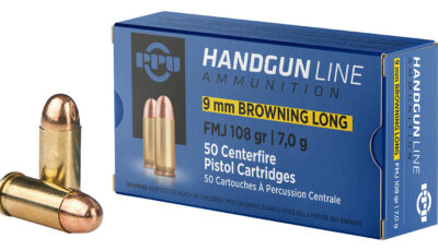 PPU PPH9BL Handgun 9mmBrowningLong 108gr Full Metal Jacket 50 Per Box/20 Case