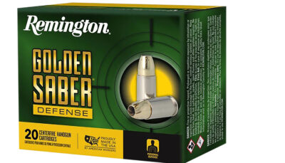 Remington Ammunition R21369 Golden Saber Defense 10mmAuto 180gr Brass Jacketed Hollow Point 20 Per Box/25 Case