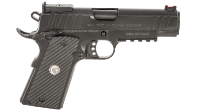 EAA GIRSAN 390605 MC1911 C Carry Frame 10mm Auto 9+1, 4.40" Black Steel Barrel, Blued Serrated Steel Slide, Black Steel Frame w/Beavertail & Picatinny Rail, Black Grip, Ambidextrous