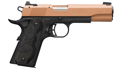Browning 051895490 1911-22 Black Label Full Size Frame 22 LR 10+1, 4.25" Matte Stainless Steel Barrel, Copper Cerakote Serrated Slide, Matte Black Polymer Frame w/Beavertail, Black Laminate Wood Grip