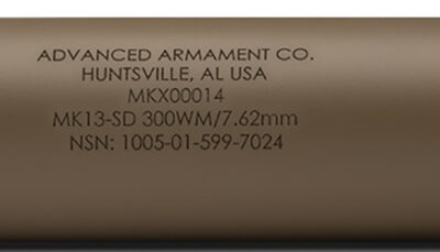 ADVANCED ARMAMENT COMPANY 65008 MK13-SD 30 Cal Rated Up To 300 Win Mag, FDE Titanium, 90T Taper Mount