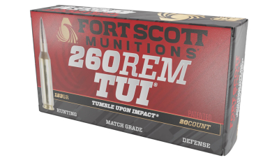 Fort Scott Munitions 260123SCV2 Tumble Upon Impact (TUI)  260Rem 123gr Solid Copper Spun 20 Per Box/25 Case