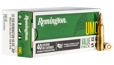 Remington Ammunition 23783 UMC Value Pack 22-250Rem 50gr Jacketed Hollow Point 40 Per Box/10 Case