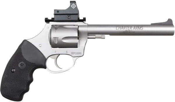 Charter Arms 73565 Mastiff Target Large Frame 357 Mag 5 Shot, 6" Stainless Steel Barrel, Cylinder & Frame, Sightmark Micro Optic, Picatinny Rail, Black Rubber Grip, Exposed Hammer