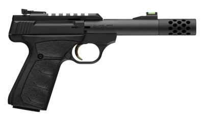 Browning 051594490 Buck Mark Micro Bull SR 22 LR 10+1 4" Matte Black Threaded Bull Barrel, Matte Black Optic Ready/Serrated Slide, Matte Black Aluminum Frame, Picatinny Rail, Black Overmolded URX Grip