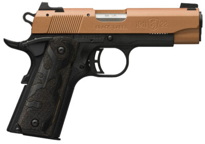Browning 051060490 1911-380 Black Label Compact Frame 22 LR 10+1 3.63" Matte Stainless Steel Barrel, Northern Lights Cerakote Serrated Steel Slide, Matte Black Polymer Frame w/Beavertail