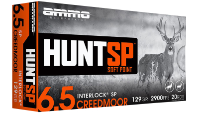 Ammo Inc 65CM129SPA20 Hunt 6.5Creedmoor 129gr Soft Point 20 Per Box/10 Case