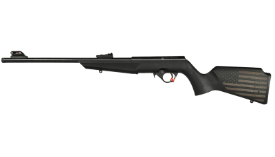 Rossi RB22L1611EN01 RB22 US Flag Compact 22 LR 10+1 16.50" Matte Black Threaded Barrel, Black Aluminum Receiver, Black w/US Flag Synthetic Fixed Stock