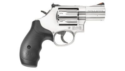 Smith & Wesson 164192 Model 686 Plus 357 Mag or 38 S&W Spl +P  Stainless Steel 2.50" Barrel, 7 Shot, Satin Stainless Steel L-Frame, Red Ramp Front/Adjustable White Outline Rear Sights, Internal Lock