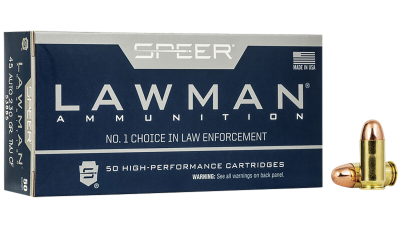 Speer 53885 Lawman Training Clean-Fire 45ACP 230gr Total Metal Jacket Round Nose 50 Per Box/20 Case