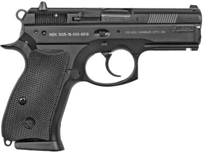 CZ-USA 01199 P-01 *CA Compliant Compact Frame 9mm Luger 10+1, 3.75" Blued Steel Barrel, Black Serrated Steel Slide, Black Polycoat Aluminum Frame w/Beavertail, Black Rubber Grip