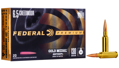 Federal GM65CRDBH130 Premium Gold Medal 6.5Creedmoor 130gr Berger Hybrid Open Tip Match 20 Per Box/10 Case