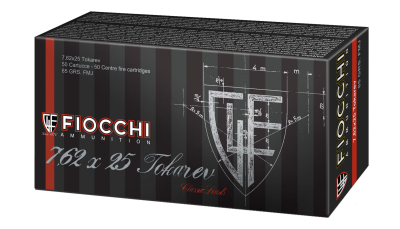 Fiocchi 762TOK Heritage  7.62x25mmTokarev 88gr Full Metal Jacket 50 Per Box/20 Case