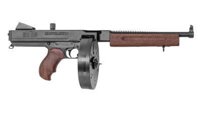 Thompson TA5 1927A-1 Lightweight Deluxe 45 ACP Caliber with 10.50" Barrel, 50+1 Capacity (Drum), Black Hard Coat Anodized Metal Finish, American Walnut Grip Right Hand