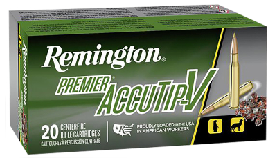 Remington Ammunition 29186 Premier Accutip-V 22-250Rem 50gr AccuTip V Boat Tail 20 Per Box/10 Case