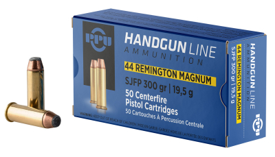PPU PPH44MF Handgun  44RemMag 300gr Semi Jacketed Flat Point 50 Per Box/10 Case