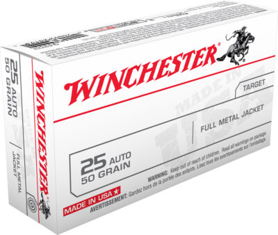 Winchester Ammo Q4203 USA  25ACP 50gr Full Metal Jacket 20 Per Box/10 Case