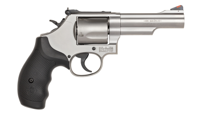 Smith & Wesson 162069 Model 69  44 Rem Mag or 44 S&W Spl Stainless Steel 4.25" 2 Piece Barrel & 5rd Cylinder, Matte Stainless Steel L-Frame, Full Stop Strap & Barrel Serration, Internal Lock