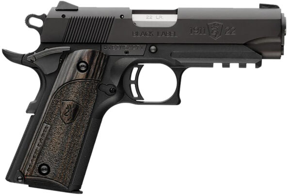Browning 051817490 1911-22 Black Label Compact 22 LR 10+1, 3.63" Stainless Steel Barrel, Matte Black Serrated Slide & Polymer Frame w/Beavertail & Picatinny Rail