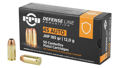 PPU 45ACP JHP 185GR 50/500
