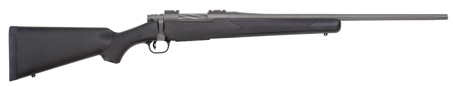 Mossberg 28068 Patriot Synthetic 22-250 Rem 5+1 22" Fluted Barrel w/Recessed Match Crown, Cerakote Stainless Steel, Spiral-Fluted Bolt, Synthetic Stock, Drop Box Magazine, Adjustable LBA Trigger