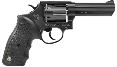 Taurus 2820041 82  38 Special +P 6 Shot 4" Barrel, Overall Matte Black Oxide Finish Steel, Finger Grooved Black Rubber Grip, Fixed Sights
