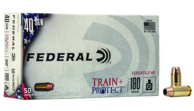 Federal TP40VHP1 Train + Protect  40S&W 180gr Versatile Hollow Point 50 Per Box/10 Case