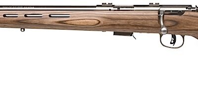 Savage Arms 96210 93R17 BTVLSS 17 HMR Caliber with 5+1 Capacity, 21" Barrel, Satin Stainless Metal Finish & Fixed Thumbhole Natural Brown Stock Left Hand (Full Size)