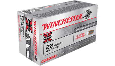 Winchester Ammo X22H1 Super X  22Hornet 45gr Jacketed Soft Point 50 Per Box/10 Case