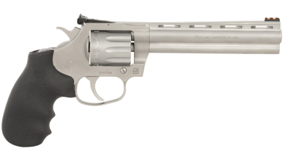 Colt Mfg KCOBRA22SM6RFO King Cobra Target 22 LR 6 Shot 6" Matte Stainless Steel Vent Rib Barrel, Matte Stainless Stainless Steel Frame & Cylinder, Black Hogue Overmolded Grip, Exposed Hammer