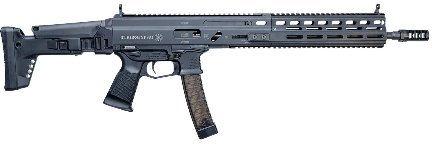 Global Ordnance LLC 810091157947 Grand Power Stribog SP9A1 9mm Luger 30+1 Black Picatinny Rail, Black Polymer Grip