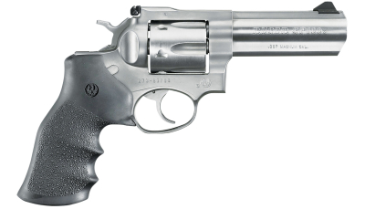 Ruger 1705 GP100  Medium Frame 357 Mag 6rd 4.20" Satin Stainless Steel Barrel, Cylinder & Frame, Hogue Monogrip, Transfer Bar Safety, Exposed Hammer