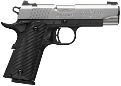 Browning 051119492 1911-380  Compact 380 ACP 8+1 3.63" Stainless Steel Barrel, Satin Stainless Steel Serrated Slide, Matte Black Aluminum Frame, Black Polymer Grip