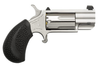 North American Arms PUGD Pug  22 WMR 5 rd 1" Barrel, Overall Stainless Steel Finish, Black Pebbled Texture Rubber Grip, XS White Dot Sight
