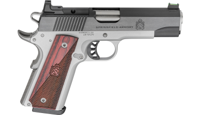 Springfield Armory PX9118LAOS 1911 Ronin 45 ACP 8+1 4.25" Stainless Steel Barrel Optic Ready Blued Slide Crossed Cannon Wood Laminate Grip