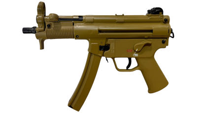 HK 81001077 SP5K-PDW RAL8000 9mmx19 10+1 4.53" Black Navy-Style Threaded Barrel, Flat Dark Earth Earth Cerakote Steel Receiver & Frame, FDE Polymer Grip, 2 Magazines