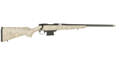 Howa HCE6ARCTAN 1500 Carbon Elevate 6mm ARC 22" Carbon Fiber Wrapped Threaded Barrel, Black Drilled & Tapped Steel Receiver, Fixed Stocky's Tan w/Black Webbing Synthetic Stock, Right Hand